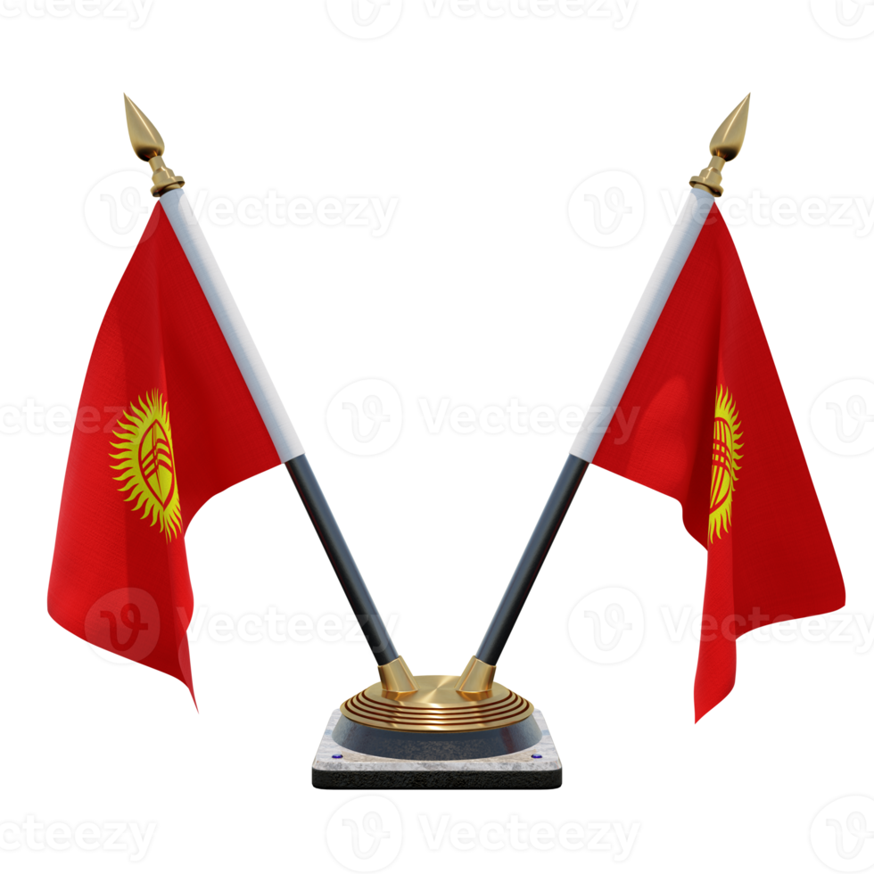 Kyrgyzstan 3d illustration Double V Desk Flag Stand png