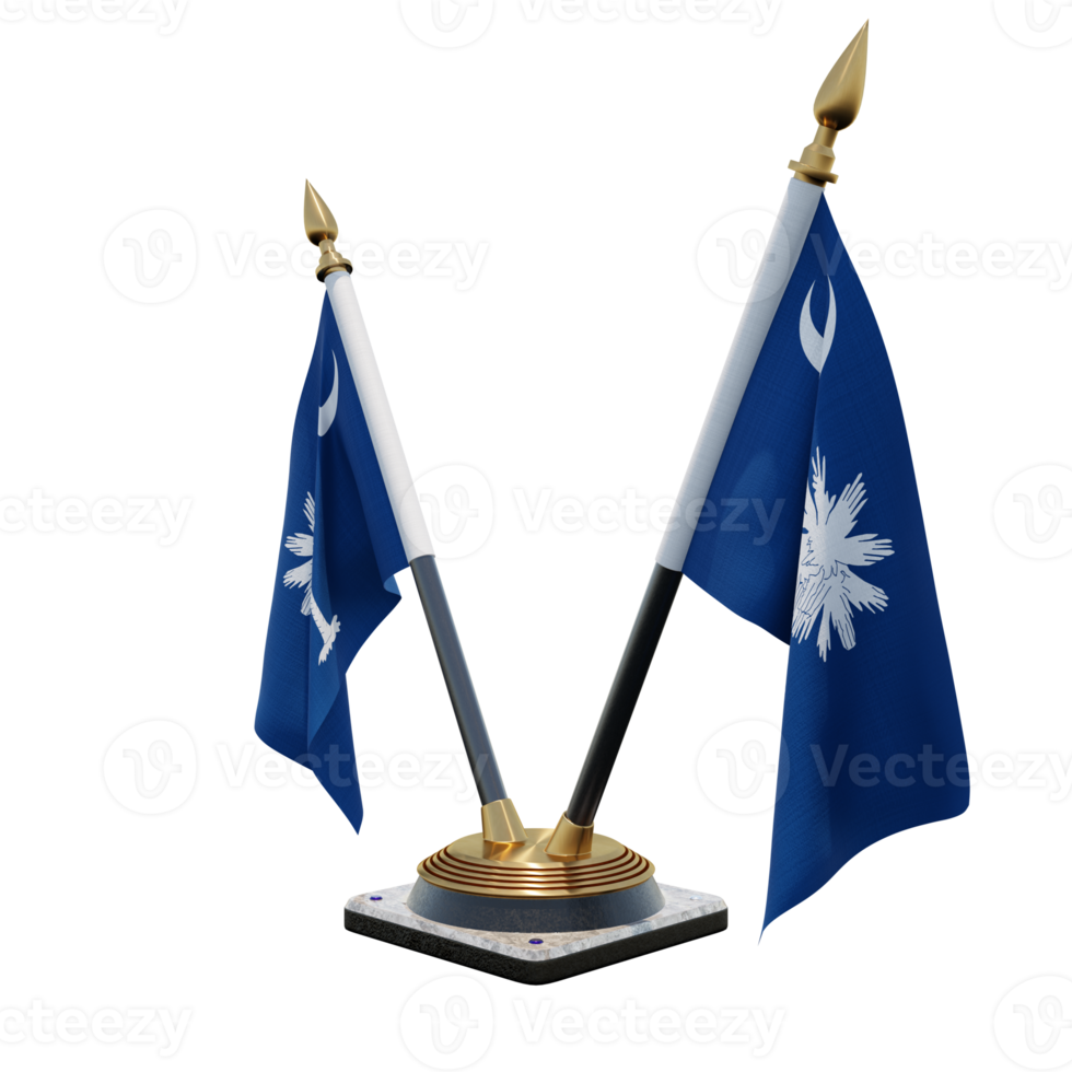 South Carolina 3d illustration Double V Desk Flag Stand png