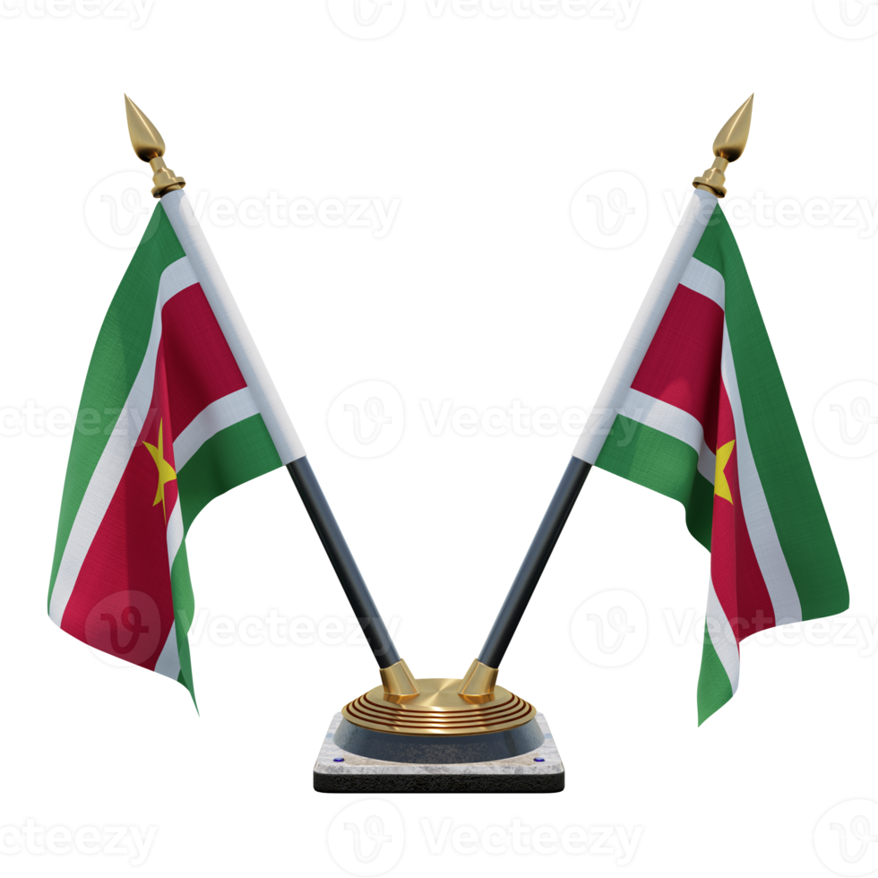 Suriname 3d illustration Double V Desk Flag Stand png