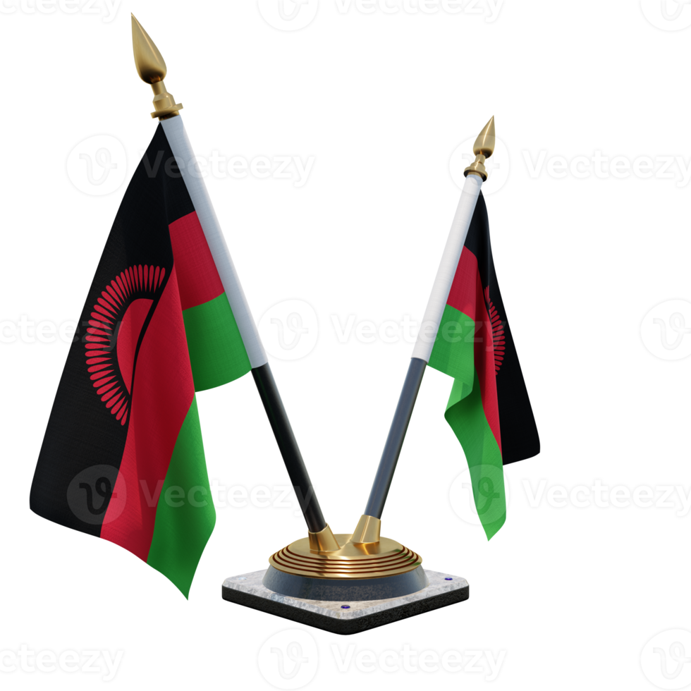 Malawi 3d illustration Double V Desk Flag Stand png