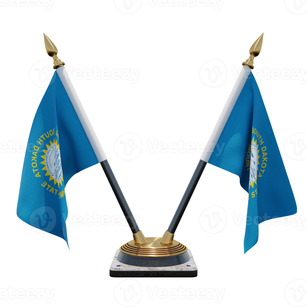 South Dakota 3d illustration Double V Desk Flag Stand png