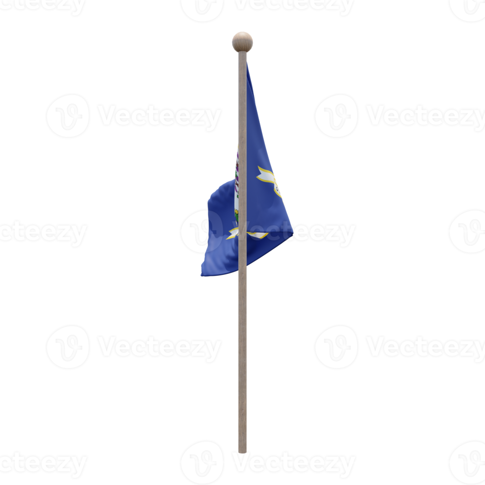 bandeira de ilustração 3d de connecticut no poste. mastro de madeira png