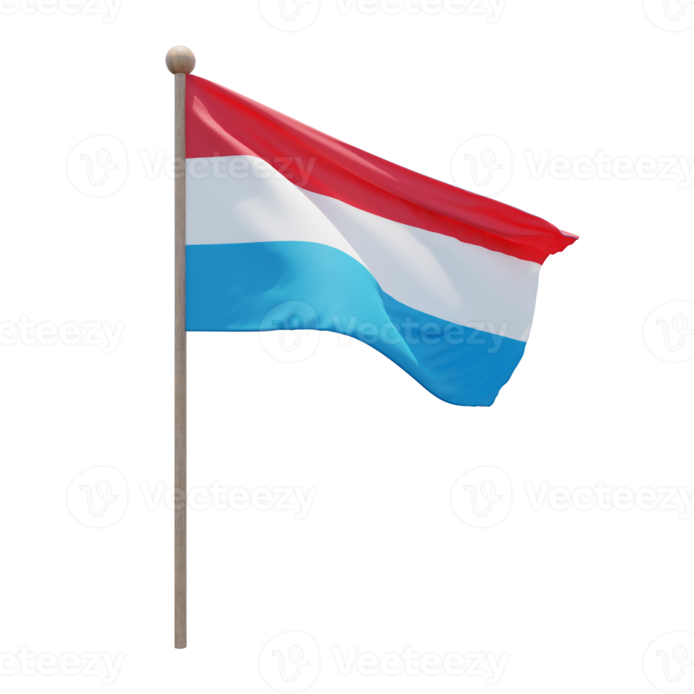 bandeira de ilustração 3d de luxemburgo no poste. mastro de madeira png