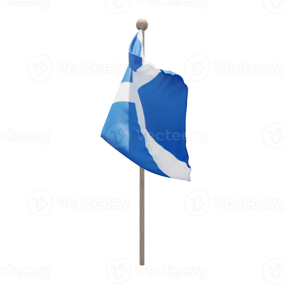 bandeira de ilustração 3d da Escócia no poste. mastro de madeira png