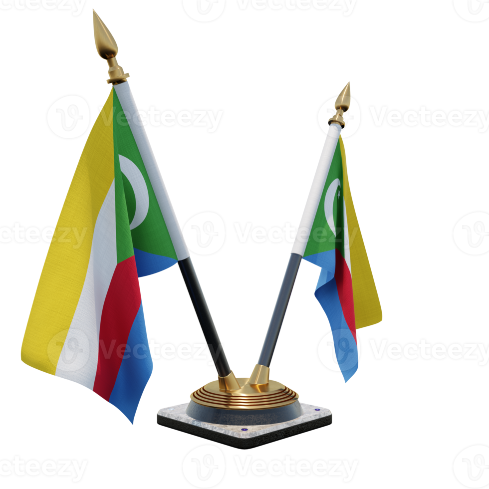 Comoros 3d illustration Double V Desk Flag Stand png