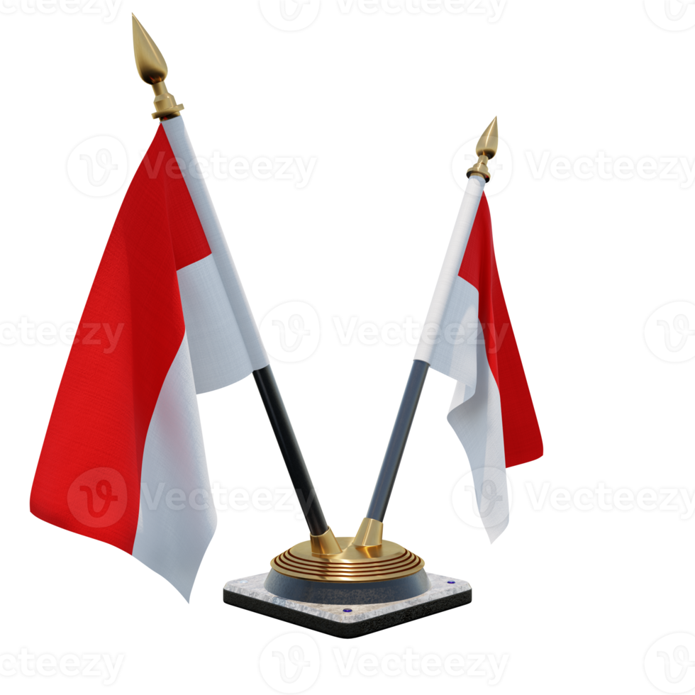 Indonesia 3d illustration Double V Desk Flag Stand png