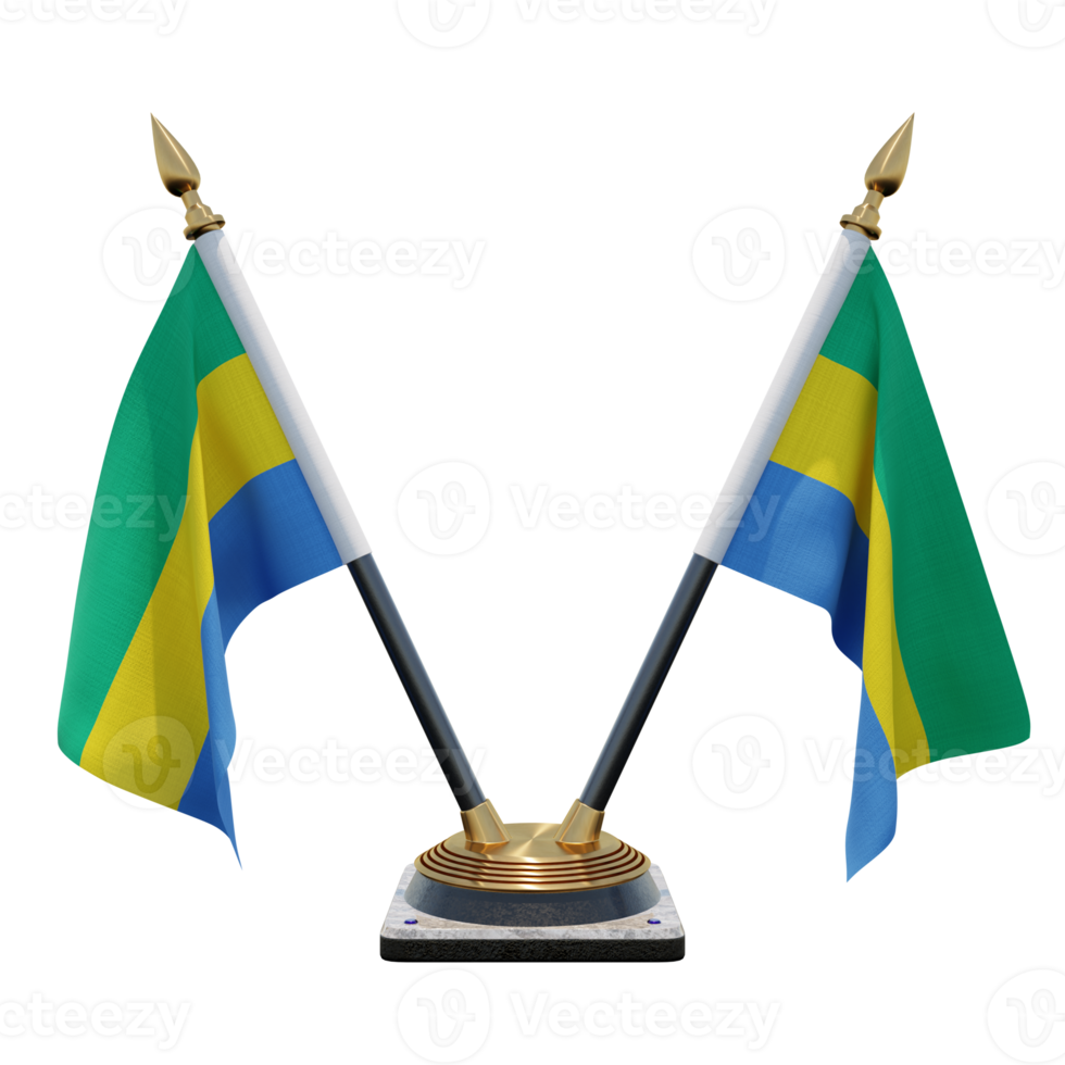 Gabon 3d illustration Double V Desk Flag Stand png
