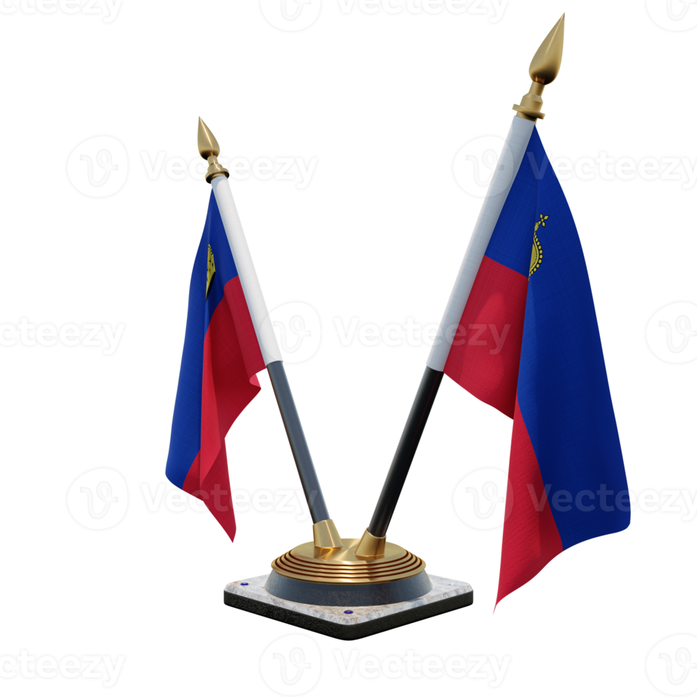 Liechtenstein 3d illustration Double V Desk Flag Stand png