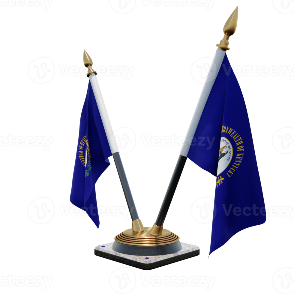 Kentucky 3d illustration Double V Desk Flag Stand png