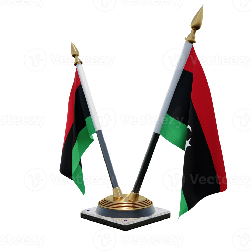 Libya 3d illustration Double V Desk Flag Stand png