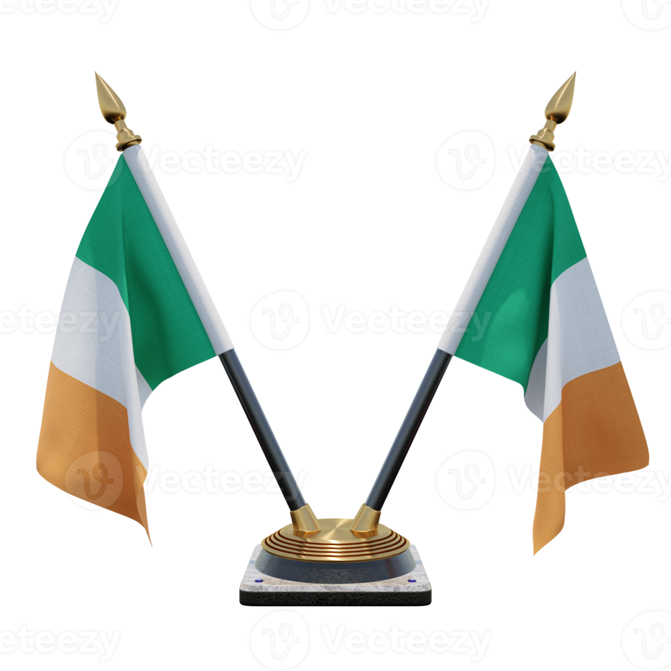 Ireland 3d illustration Double V Desk Flag Stand png
