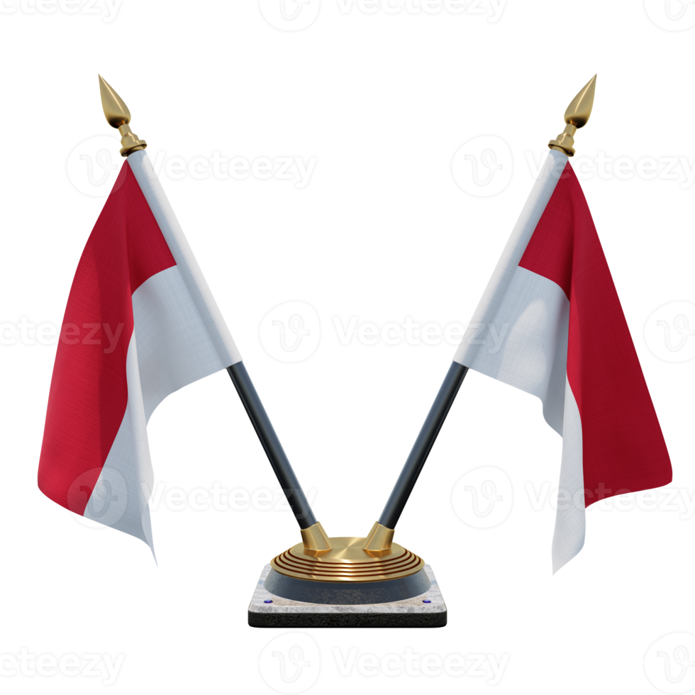 Monaco 3d illustratie dubbele v bureau vlag staan png