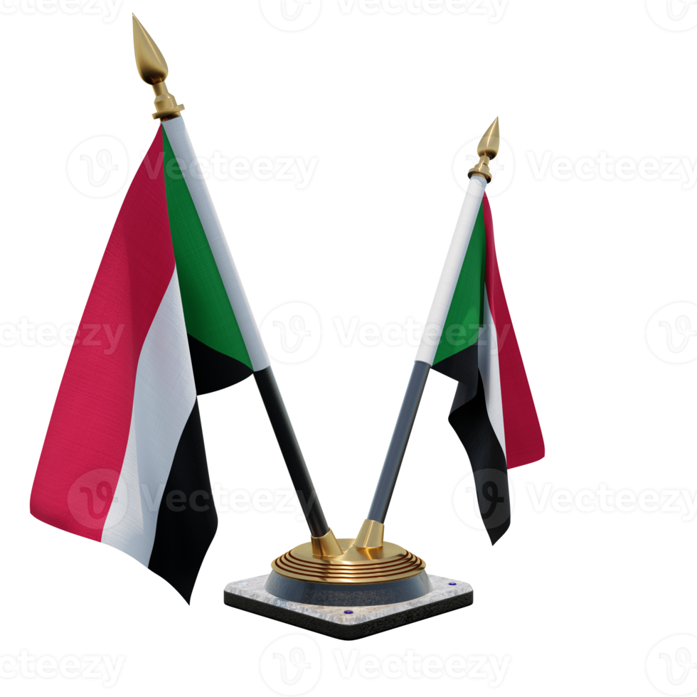 Sudan 3d illustration Double V Desk Flag Stand png