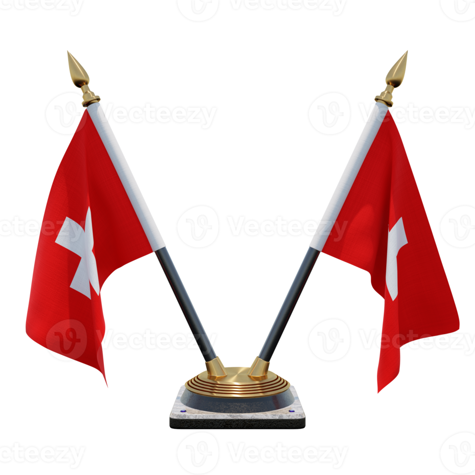 Switzerland 3d illustration Double V Desk Flag Stand png