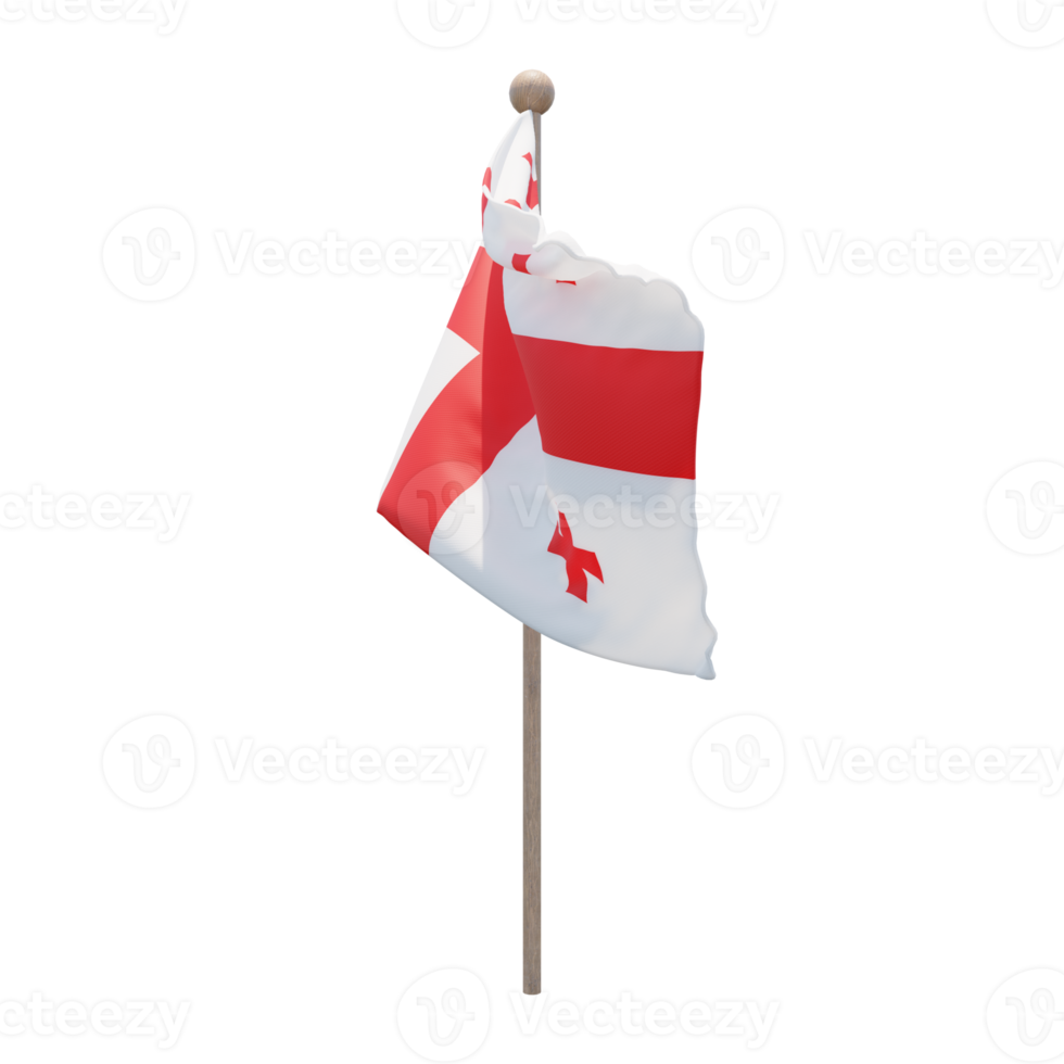 bandeira de ilustração 3d da Geórgia no poste. mastro de madeira png