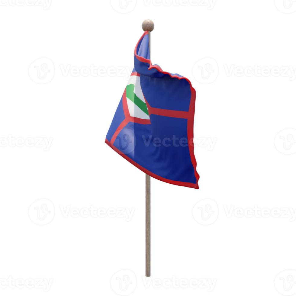 Sint Eustatius 3d illustration flag on pole. Wood flagpole png