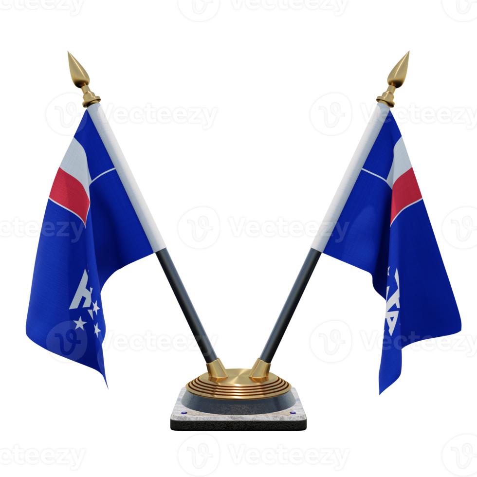 French Southern and Antarctic Lands 3d illustration Double V Desk Flag Stand png