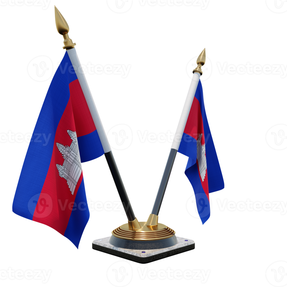 Cambodia 3d illustration Double V Desk Flag Stand png