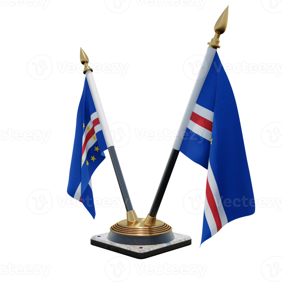 Cape Verde 3d illustration Double V Desk Flag Stand png