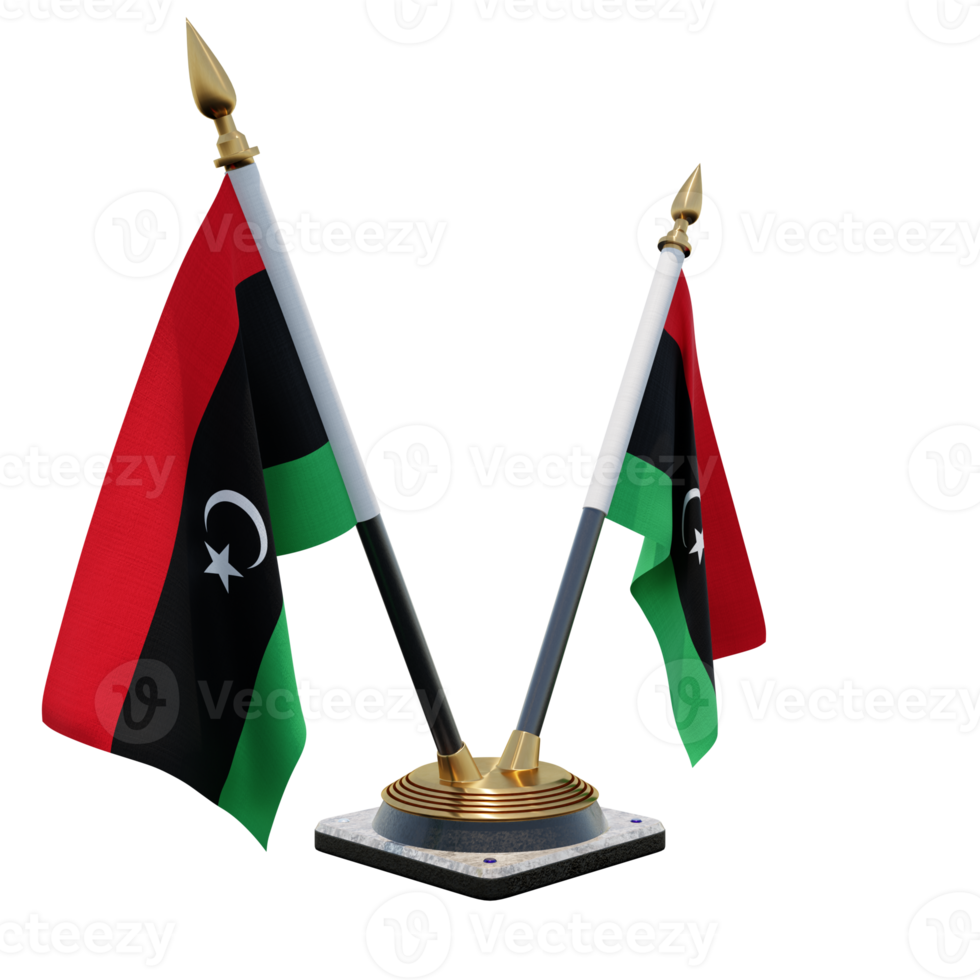 Libya 3d illustration Double V Desk Flag Stand png