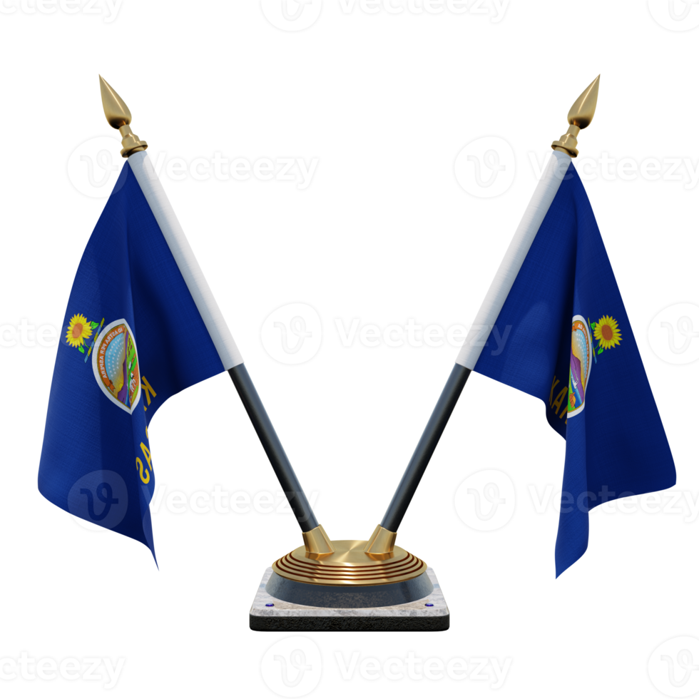 Kansas 3d illustration Double V Desk Flag Stand png