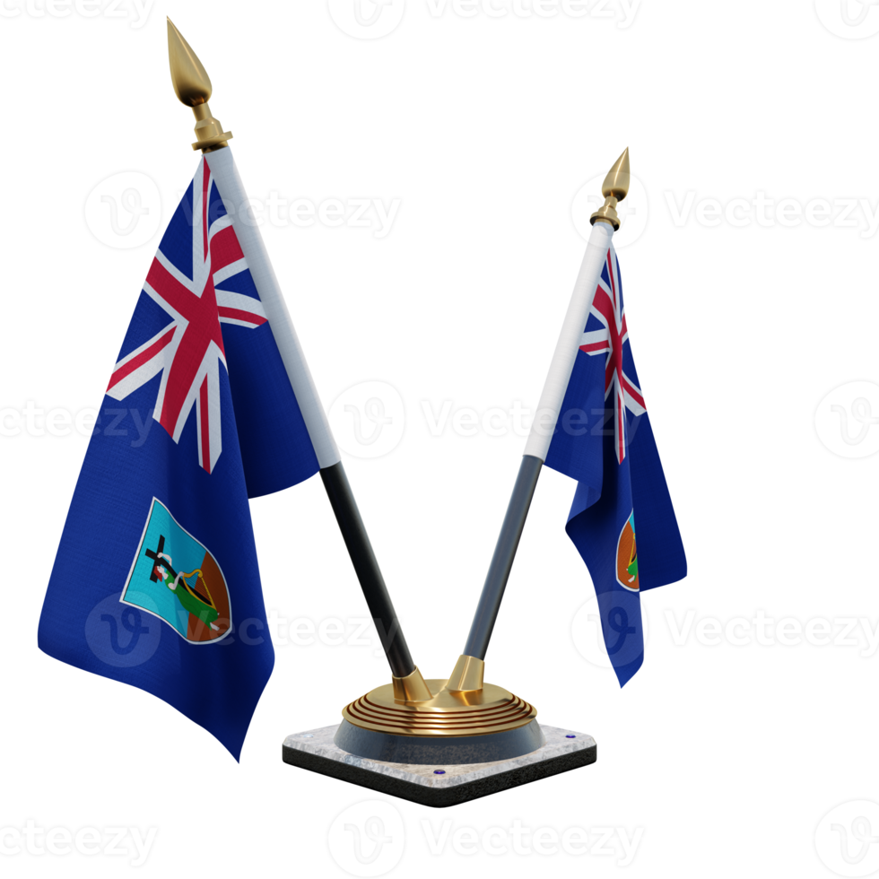 Montserrat 3d illustration Double V Desk Flag Stand png