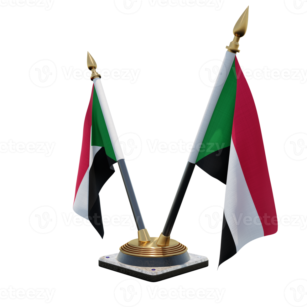 Sudan 3d illustration Double V Desk Flag Stand png