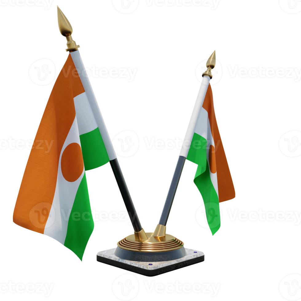 Niger 3d illustration Double V Desk Flag Stand png