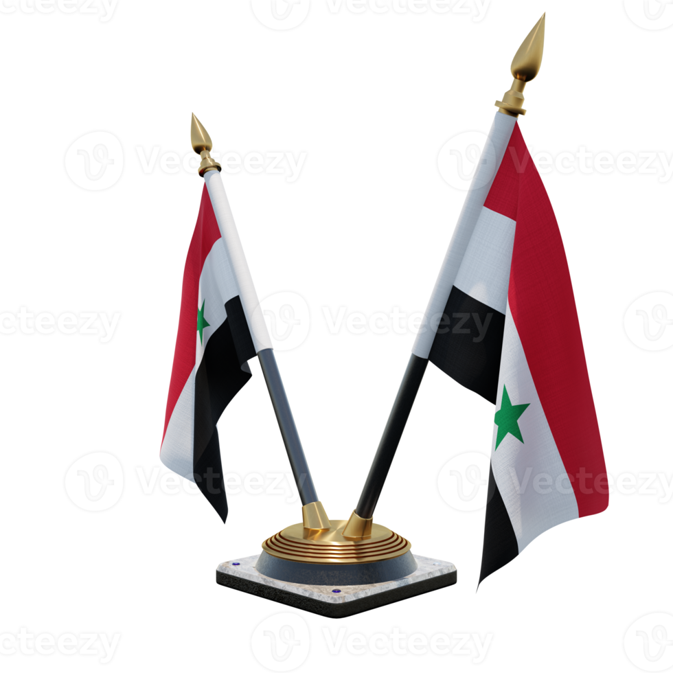Syria 3d illustration Double V Desk Flag Stand png