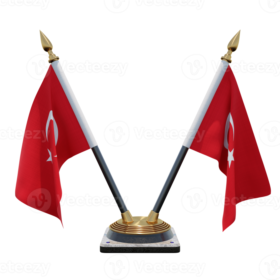 turquie 3d illustration double v bureau porte-drapeau png