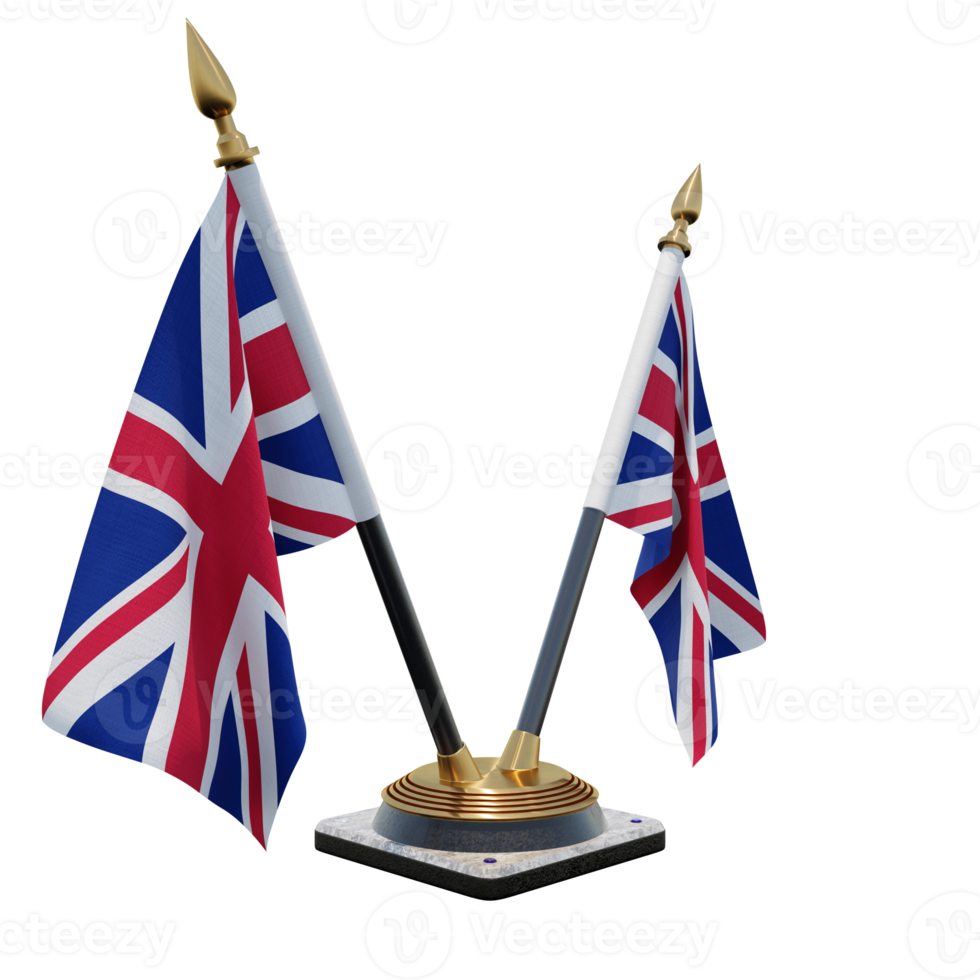 United Kingdom 3d illustration Double V Desk Flag Stand png