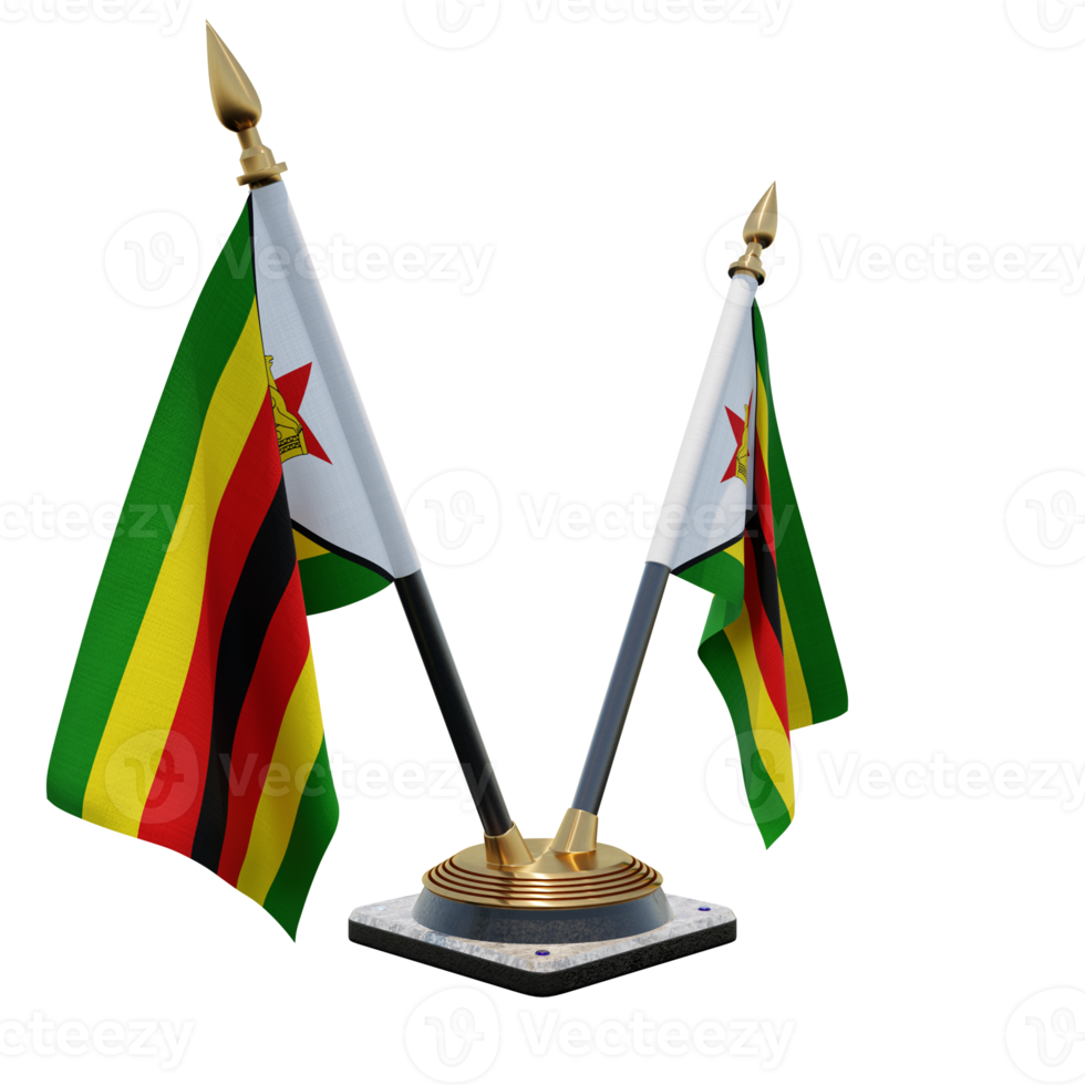 Zimbabwe 3d illustration Double V Desk Flag Stand png