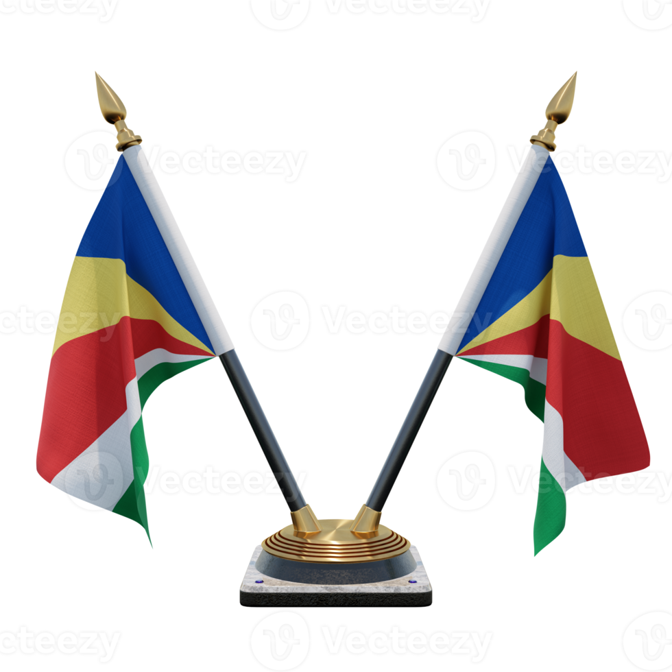 Seychelles 3d illustration Double V Desk Flag Stand png