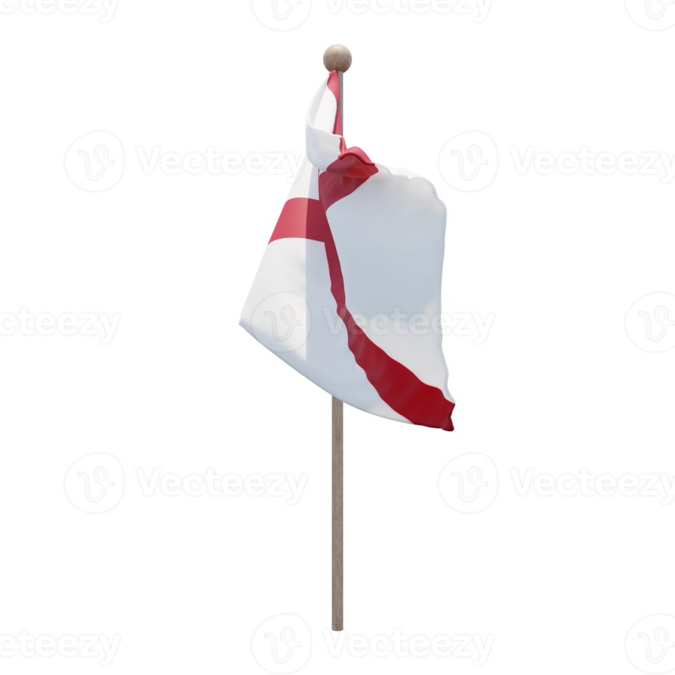 alabama 3d-illustration flagge auf der stange. Fahnenmast aus Holz png