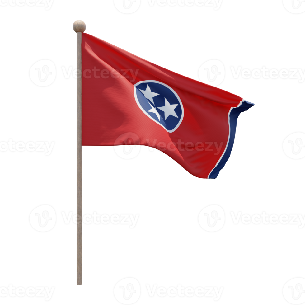 Tennessee 3d illustratie vlag Aan pool. hout vlaggenmast png