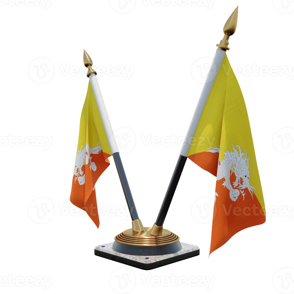 Bhutan 3d illustration Double V Desk Flag Stand png