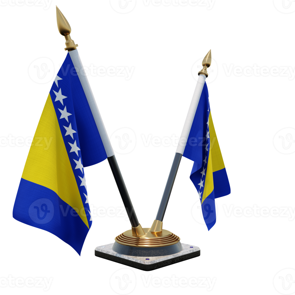 bósnia e herzegovina ilustração 3d dupla v suporte de bandeira de mesa png