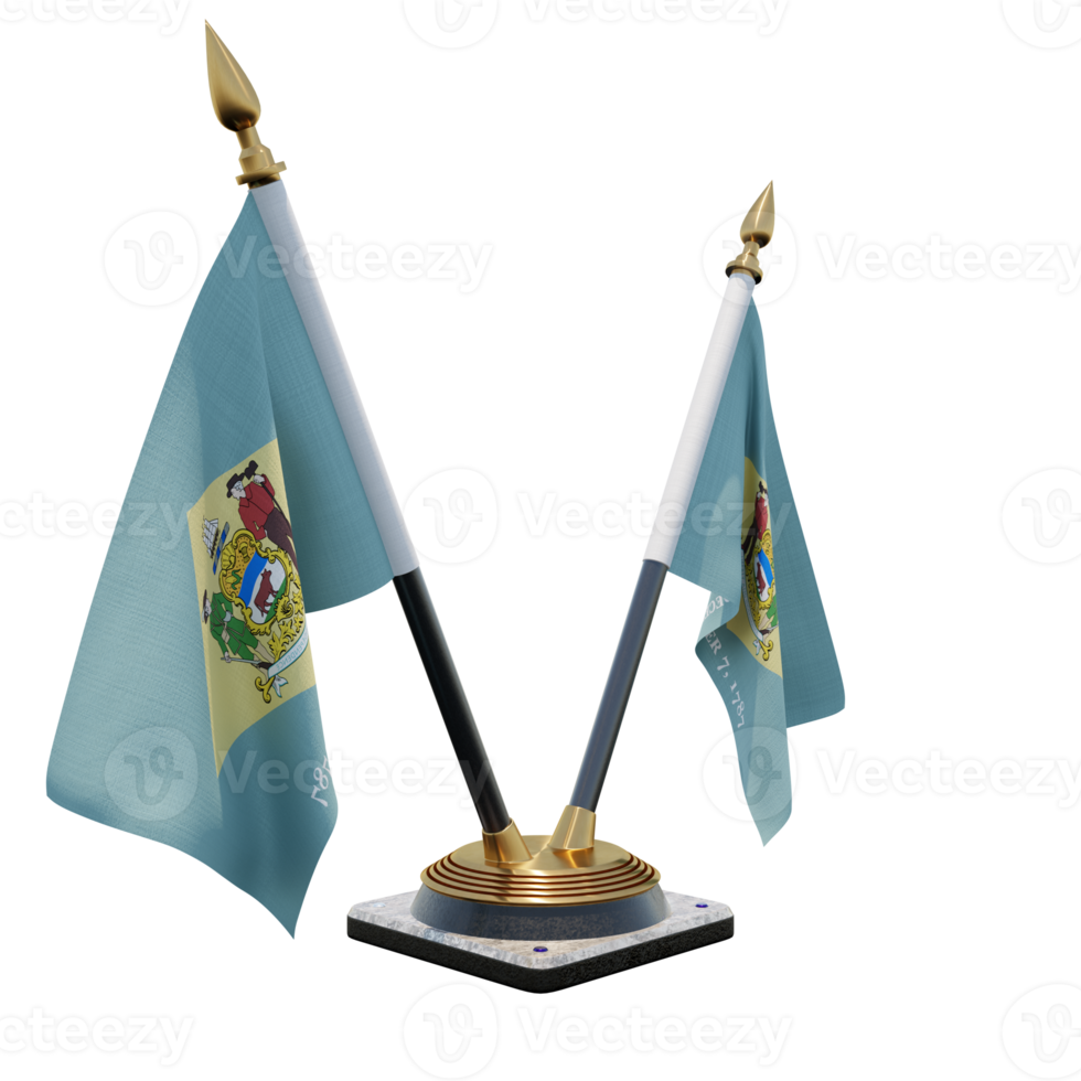 Delaware 3d illustration Double V Desk Flag Stand png