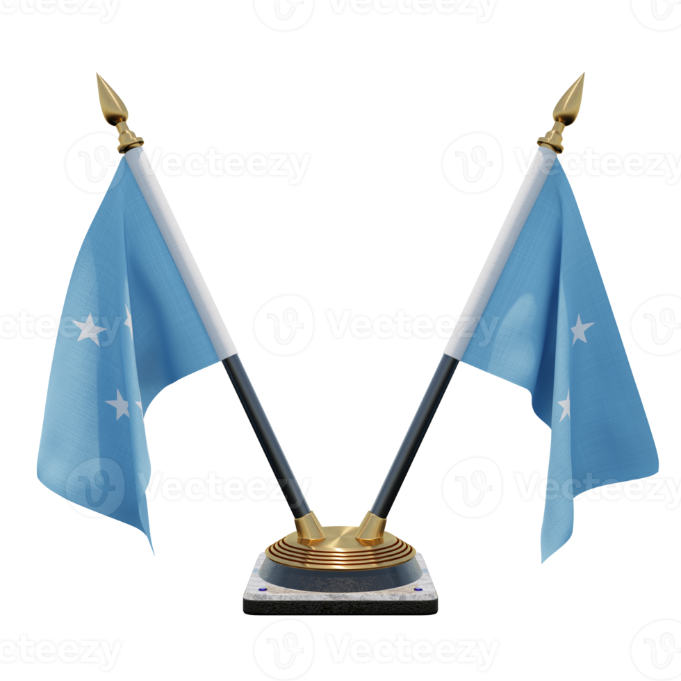 Federated States of Micronesia 3d illustration Double V Desk Flag Stand png