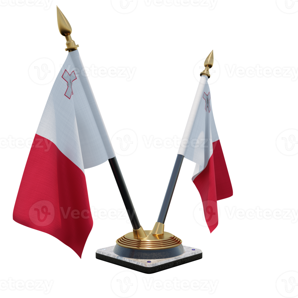 Malta 3d illustration Double V Desk Flag Stand png