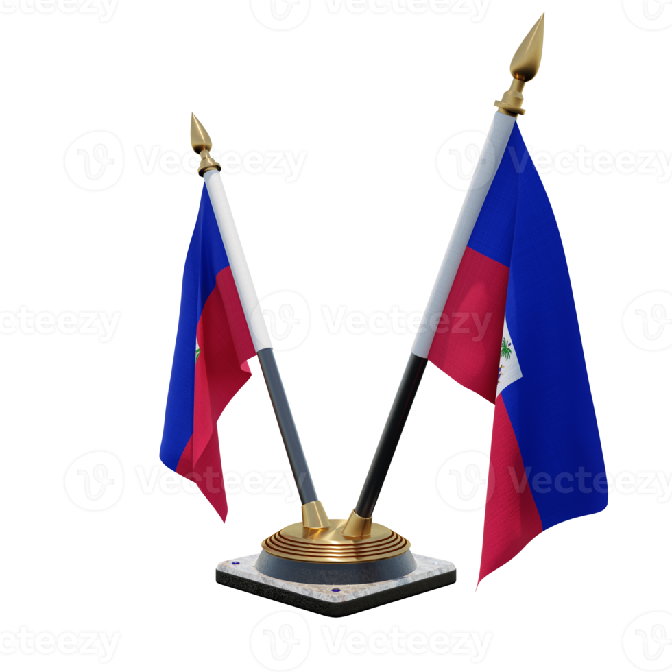 Haiti 3d illustration Double V Desk Flag Stand png