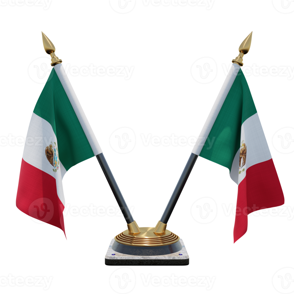 soporte de bandera de escritorio doble v de ilustración 3d de méxico png