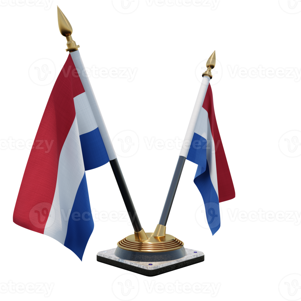 Netherlands 3d illustration Double V Desk Flag Stand png
