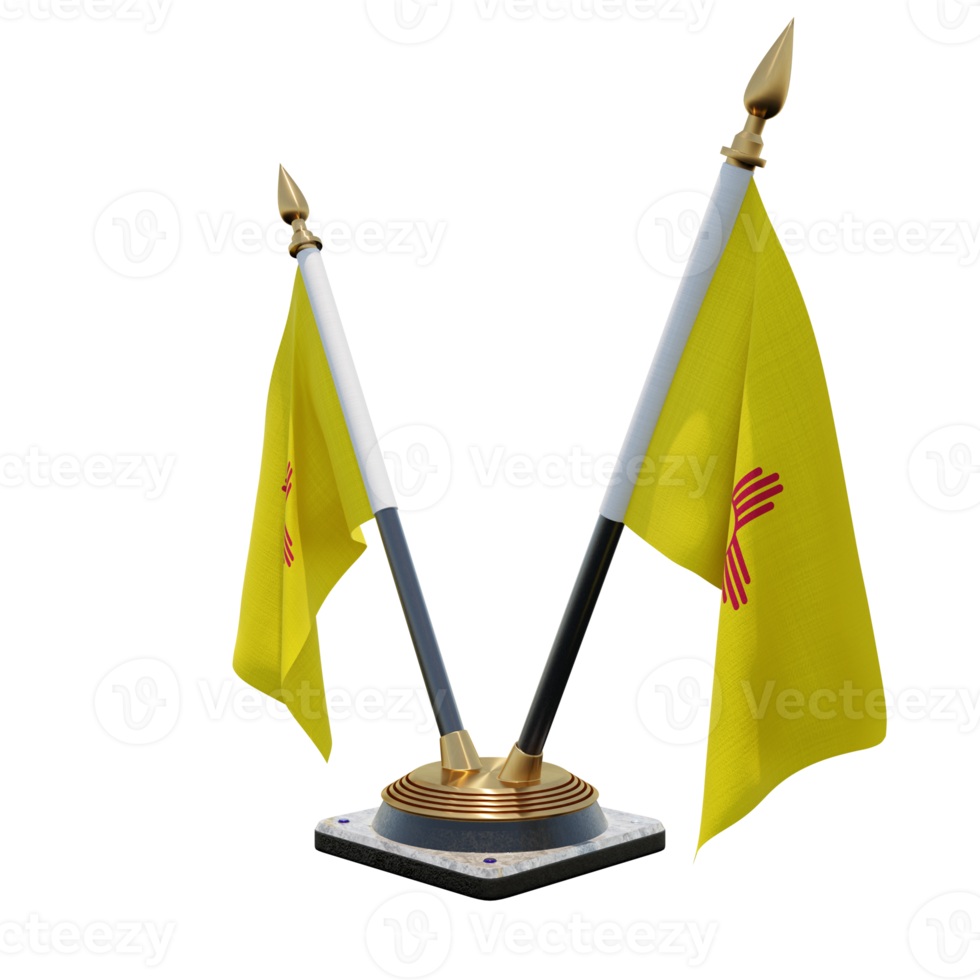 New Mexico 3d illustration Double V Desk Flag Stand png