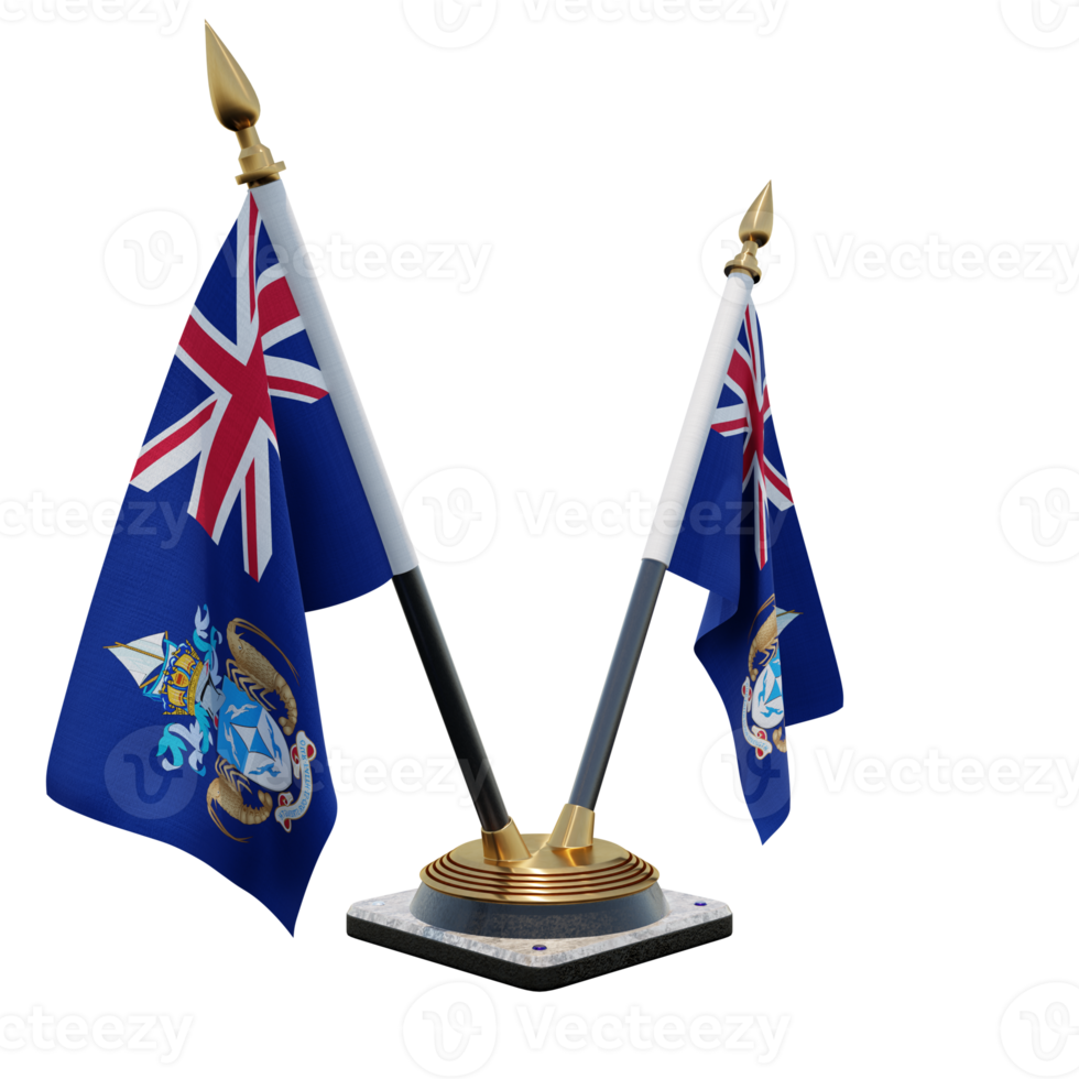 Tristan da Cunha 3d illustration Double V Desk Flag Stand png