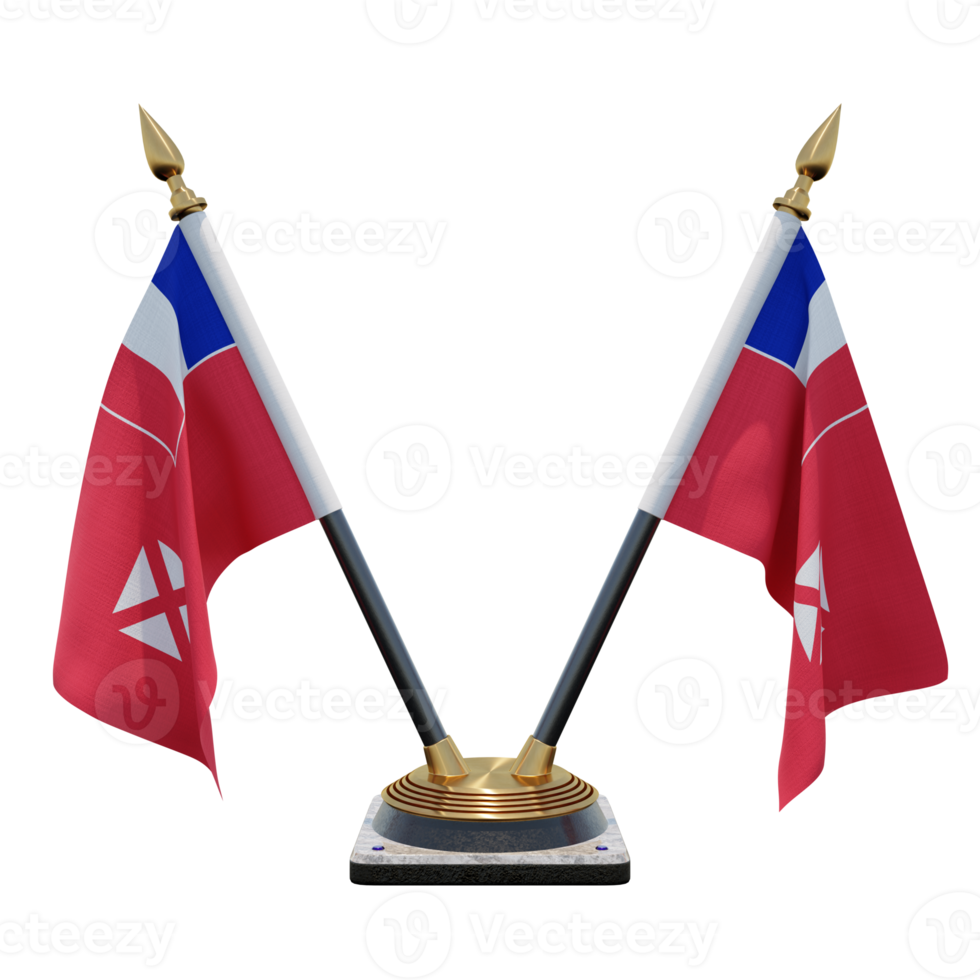Wallis and Futuna 3d illustration Double V Desk Flag Stand png