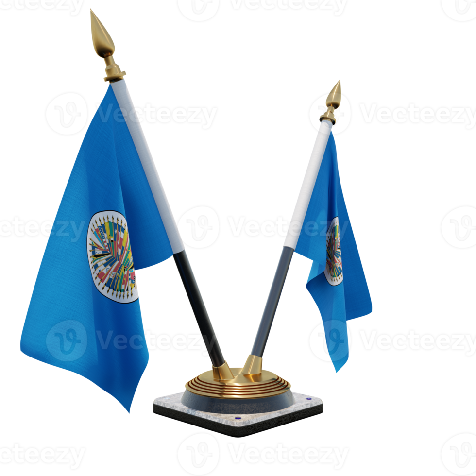 Organization of American States 3d illustration Double V Desk Flag Stand png
