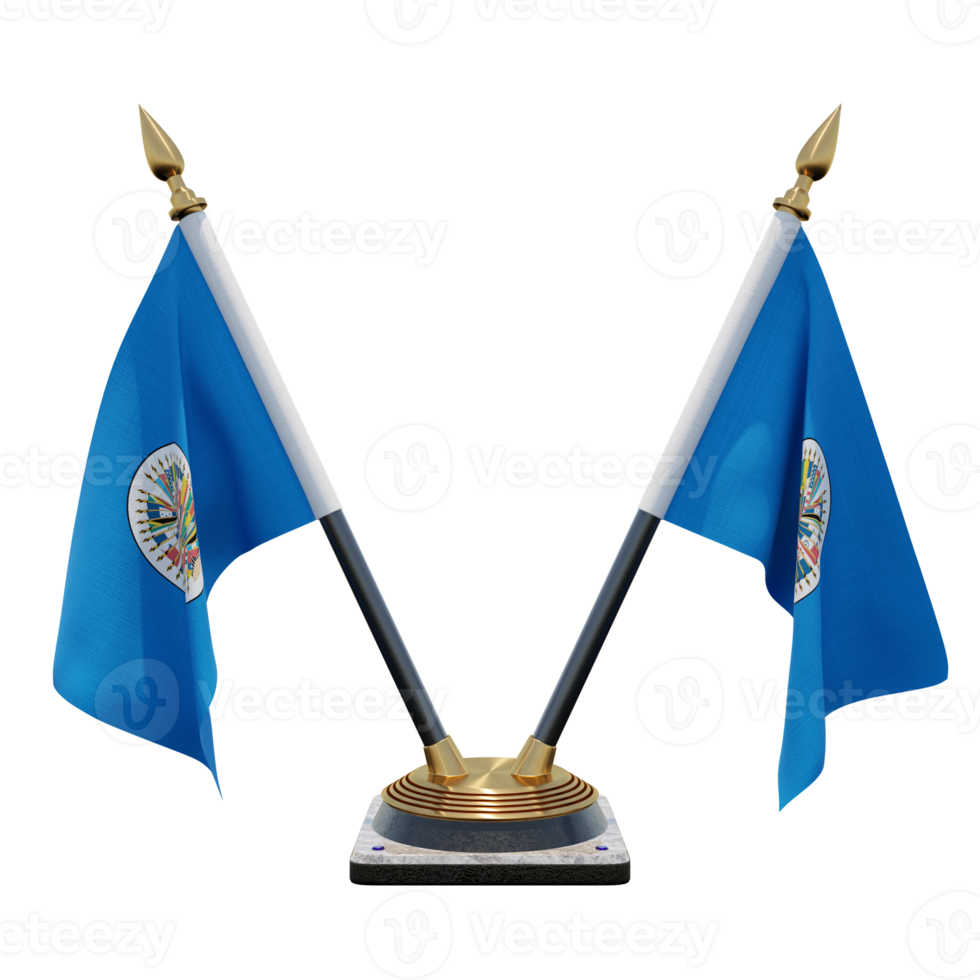 Organization of American States 3d illustration Double V Desk Flag Stand png