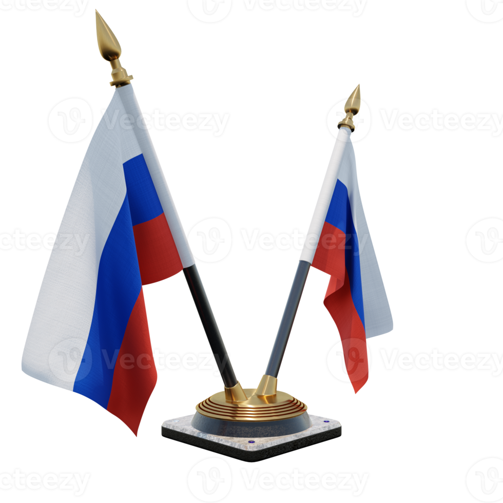 Russia 3d illustration Double V Desk Flag Stand png