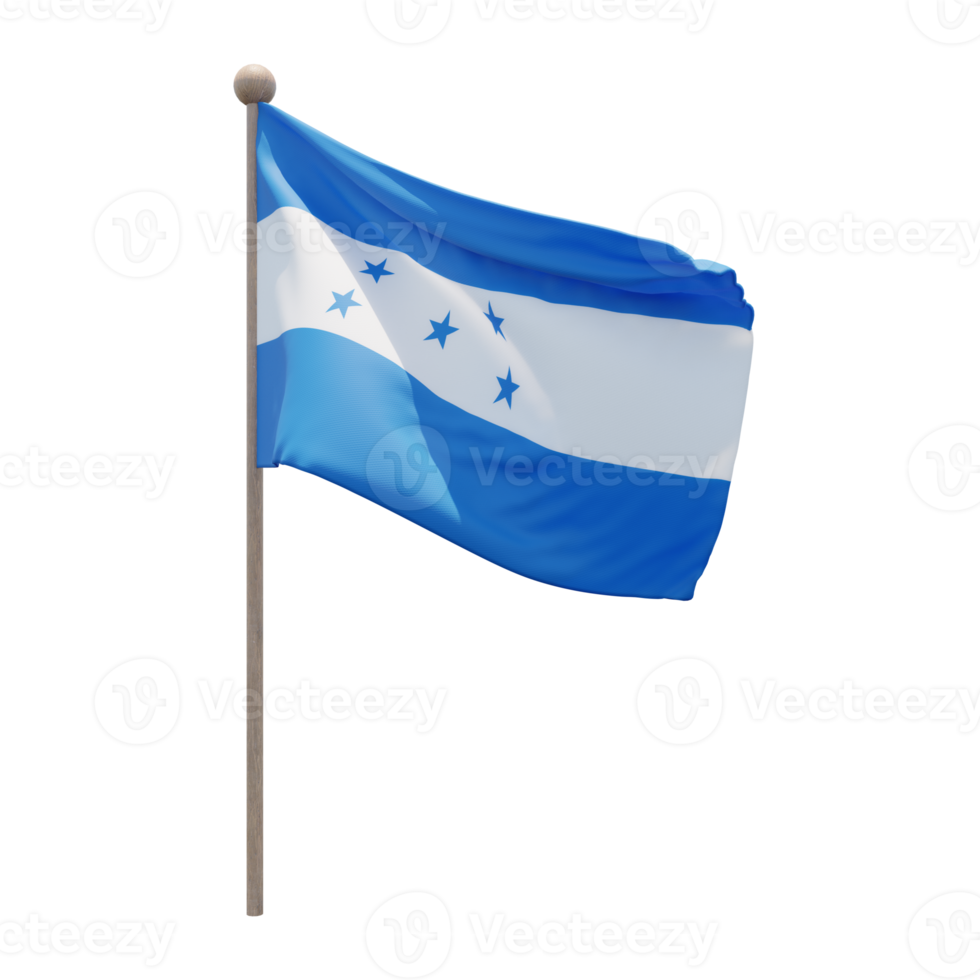 bandeira de ilustração 3d de honduras no poste. mastro de madeira png